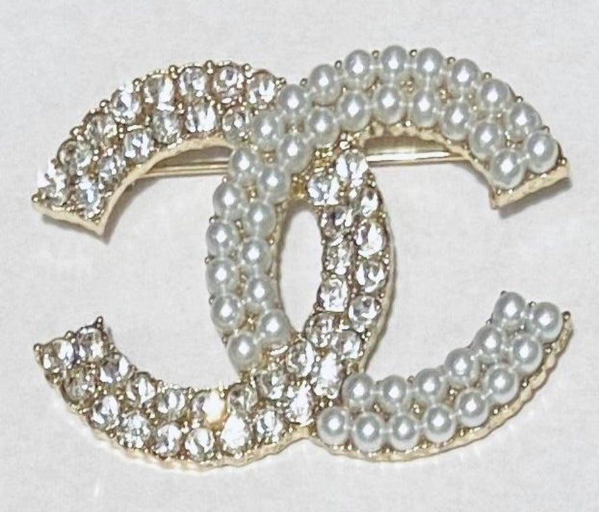 Iced Gold Pearls Brooch Pin